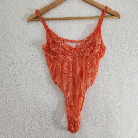 Teddy Lingerie Women's Orange Nightie Bodysuit Small - Picture 2 of 4